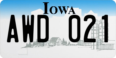 IA license plate AWD021