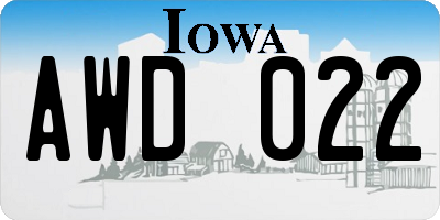 IA license plate AWD022