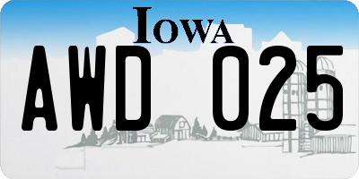 IA license plate AWD025