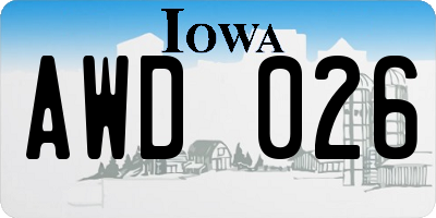 IA license plate AWD026