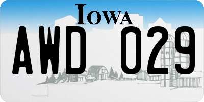 IA license plate AWD029