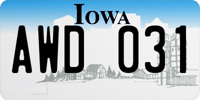 IA license plate AWD031