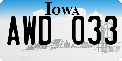 IA license plate AWD033