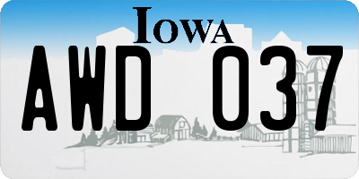 IA license plate AWD037