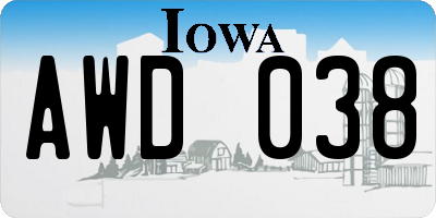 IA license plate AWD038