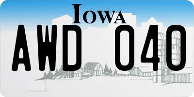 IA license plate AWD040