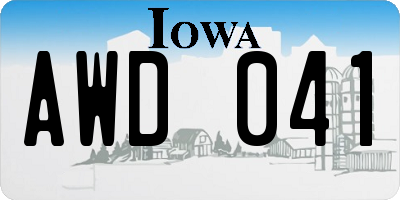 IA license plate AWD041