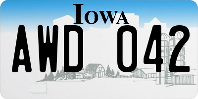 IA license plate AWD042