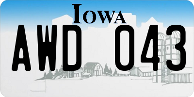 IA license plate AWD043