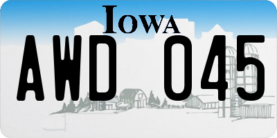 IA license plate AWD045