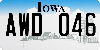 IA license plate AWD046