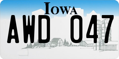 IA license plate AWD047