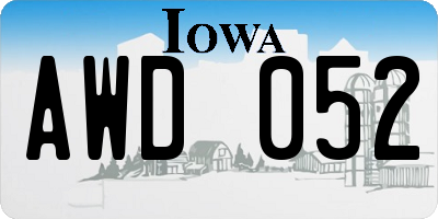 IA license plate AWD052