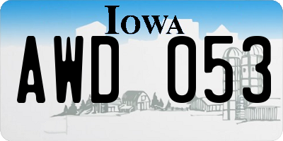 IA license plate AWD053