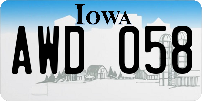 IA license plate AWD058