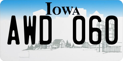 IA license plate AWD060