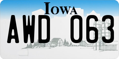 IA license plate AWD063