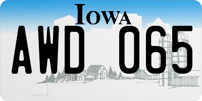 IA license plate AWD065