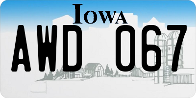 IA license plate AWD067