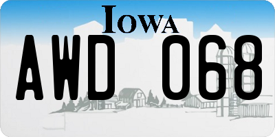 IA license plate AWD068