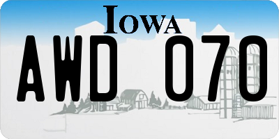 IA license plate AWD070