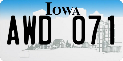 IA license plate AWD071