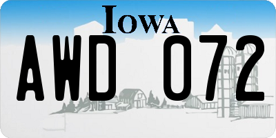 IA license plate AWD072