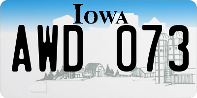 IA license plate AWD073