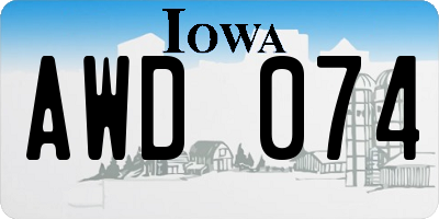 IA license plate AWD074
