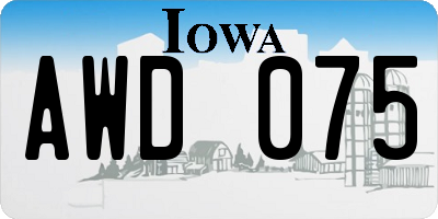 IA license plate AWD075