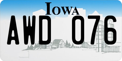 IA license plate AWD076