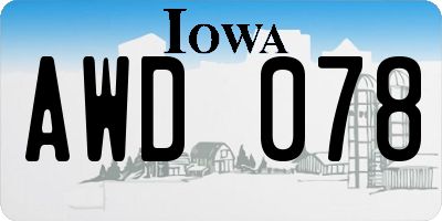 IA license plate AWD078