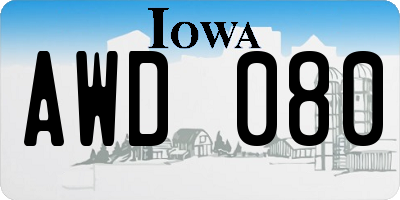 IA license plate AWD080