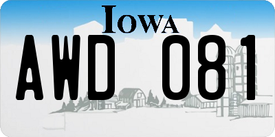 IA license plate AWD081