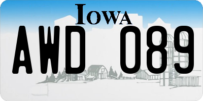 IA license plate AWD089