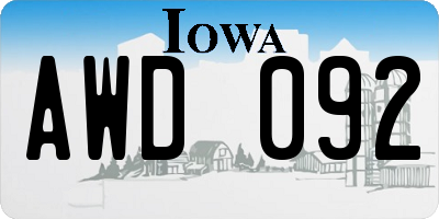 IA license plate AWD092