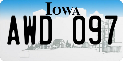 IA license plate AWD097