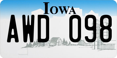 IA license plate AWD098