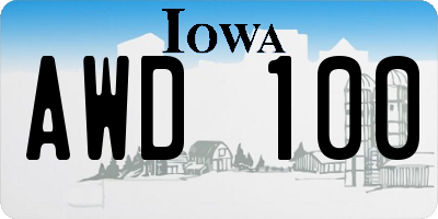 IA license plate AWD100