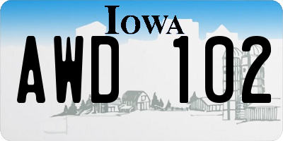 IA license plate AWD102