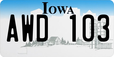 IA license plate AWD103