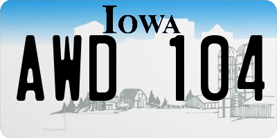 IA license plate AWD104