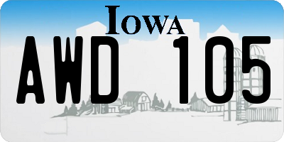 IA license plate AWD105