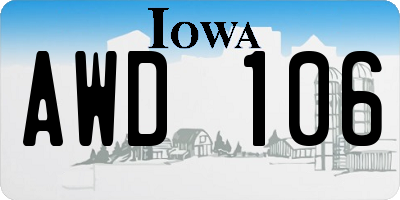 IA license plate AWD106