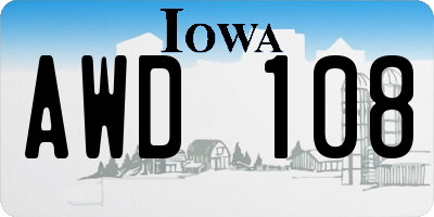 IA license plate AWD108