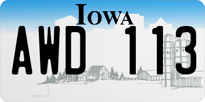 IA license plate AWD113