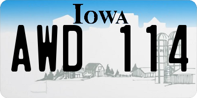 IA license plate AWD114
