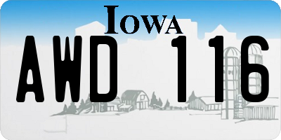 IA license plate AWD116