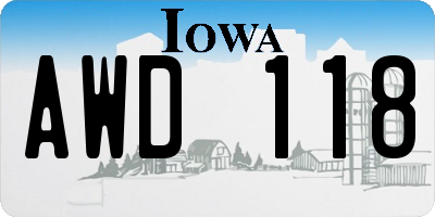 IA license plate AWD118