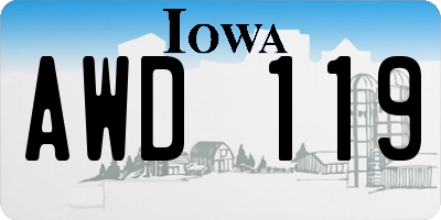 IA license plate AWD119